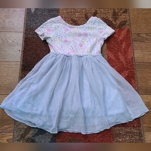 Cat And Jack Girls Floral Blue Tulle Dress 4T